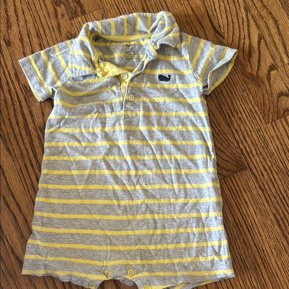 Carter's Gray and Yellow Striped Polo Shirt